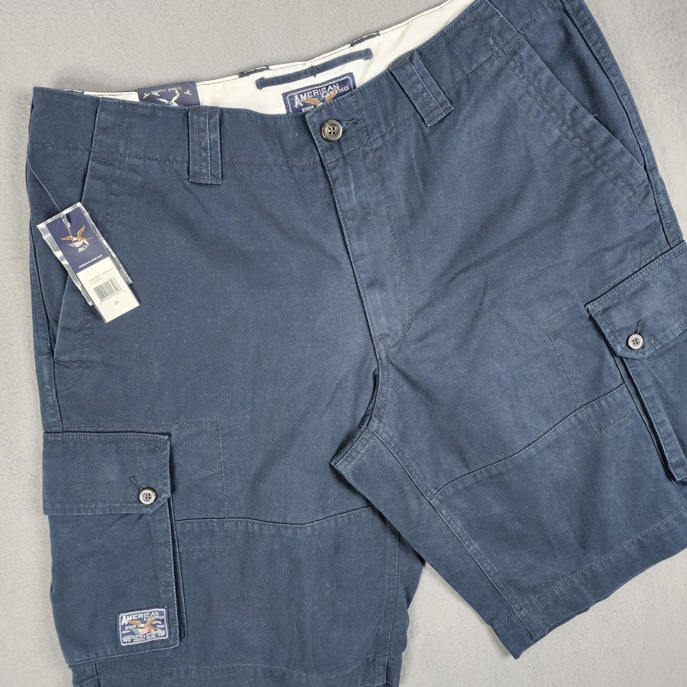 Mens Cargo Shorts Navy Blue Size 36 American Living Classics 100% Cotton
